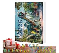 Christmas Calendar Countdown - 26x18x3cm Christmas Advent, Holiday Present, 2D Acrylic Alphabet Dinosaur Theme Ornament Set With 24 Boxes Decorative Holiday Stocking Stuffers For Girls Boys