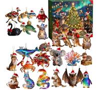 Christmas Calendar - Natale Animal Ornamento Countdown, 2d Acrylic Decoration, Avvento Christmaas Calendar for Kids Teen Boy Girl Women Men Family Vacation Holiday Classroom Offices