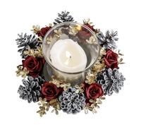 Christmas Candle Rings - Artificial Pine Cone And Floral Garland | Festive Candle Wreath Ring, Holiday Table Centerpiece Decoration, Winter Fireplace Ornament, Home, Party, Wedding, Cabinet, Desk, Sea