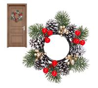 Christmas Candle Rings Wreath - Artificial Candles Rings With Red Berry, Christmas Decor Table Centerpieces | Candle Holder Garland Cabinet Decor | For Holiday Winter Fall Party Wedding Cabinet Dinin