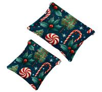 Christmas Candy Cane-1676 - Trousse tascabile per cosmetici, impermeabile, senza cerniera, chiusura automatica, mini custodia portatile da viaggio per cuffie e gioielli, Multicolore 05, 7.1x5.8