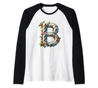 Christmas Candy Cane Lettera B Joy Maglia con Maniche Raglan