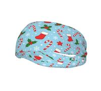 Christmas Candy Cane Pattern Donna Uomo Fascia Capelli Assorbente Fascia Sportiva Elastica Headband Per Palestra Fitness Escursionismo Ciclismo
