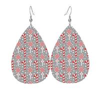 Christmas Candy Cane & Polka Dot Orecchini In Pelle Penzolare Orecchini Leggera Pendenti Per Cosplay Decorazioni