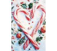 Christmas Candy Canes Journal Candy Striped Cane in Heart Shape with Holly and Snowflakes