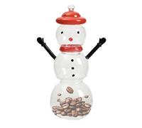 Christmas Candy Jar, Snowman Treat Container, Festive Glass Organizer, Decorative Lid and Holiday Centerpiece Design, Compact Ideal for Banquets, Bedroom, Party, Studies, Wedding Displays