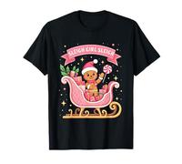 Christmas Candy Sleigh Girl Gingerbread Holiday Party Maglietta