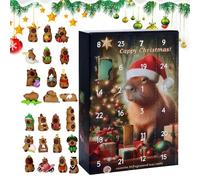 Christmas Capybara Advent - 24 Days 3D Holiday Decoration | Advent Countdown Calendar Ornaments For Front Door Office Wreath Staircase Window Sill Mantel Wall Living Room Study Bedroom