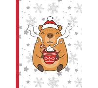 Christmas Capybara Notebook: Cute Winter Journal with Hot Cocoa & Snowflakes - Wide Ruled Lined Hardback 8.5x11 - Holiday Writing Book Gift for Kids & Adults