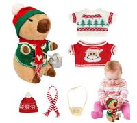 Christmas Capybara Plush - Cute Capybara Plushles, Giocattolo di Peluche | Adorabile vestito-up animale con per abbigliamento, regalo educativo interattivo per ragazze ragazzi, decorazione