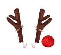 Christmas Car Antlers - Car Reindeer Antler Nose Kit | Holiday Automotive Deer Decoration | Plush Dark Brown Antler Ornament for Christmas Parade Golf Course Hunting Season Events Party Vehicles Decor