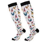 Christmas Card Funny Gnomes Scandinavian Flat Calze Antitrombo Corsa Calze Compression Socks Per Gravidanza Trekking Circolazione Infermiera 1 Paio 50Cm
