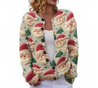 Christmas Cardigan Sweaters for Women 2025 - Funny Open Front Button Down Knit Coat with Long Sleeves for Festive Winter Wear