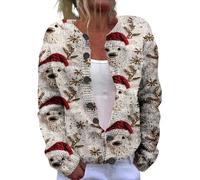 Christmas Cardigan Sweaters for Women 2025 - Funny Open Front Button Down Knit Coat with Long Sleeves for Festive Winter Wear