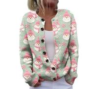 Christmas Cardigan Sweaters for Women 2025 - Funny Open Front Button Down Knit Coat with Long Sleeves for Festive Winter Wear