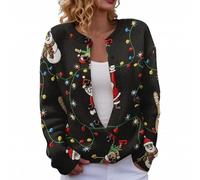 Christmas Cardigan Sweaters for Women 2025 Funny Xmas Open Front Button Down Cardigans Winter Long Sleeves Knitted Coat