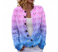 Christmas Cardigan Sweaters for Women 2025 Funny Xmas Open Front Button Down Cardigans Winter Long Sleeves Knitted Coat