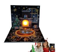 Christmas Cards - Pop Up Cards | Greeting Cards | Christmas Pop Up Cards, Fun Musical Greeting Cards With Light, Handmade Santa Projection Fireplace Blessing Cards, Christmas Cards