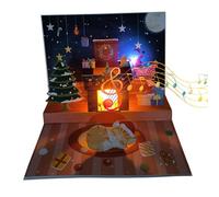 Christmas Cards - Pop Up Cards | Greeting Cards | Christmas Pop Up Cards, Fun Musical Greeting Cards With Light, Handmade Santa Projection Fireplace Blessing Cards, Christmas Cards