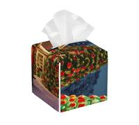 Christmas Carnevale Village Stampa Pelle Tissue Box Cover - Elegante Bagno, Soggiorno, Tavolo, Scrivania, Ufficio, Auto Organizer Holder