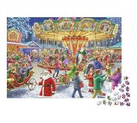Christmas Carousel Scene Colourful Christmas Fair Carousel 1000 Pieces Jigsaw Puzzles Adults Birthday Fun Present & Activity 52x38cm/1000pcs