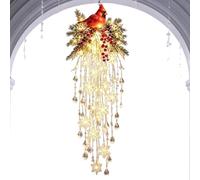 Christmas Cascade Lights - 2D Acrylic, Hangable Festive Porch Decor | 2D Acrylic Crystal Waterfall Christmas Lights | LED Snowflake & Crystal Hanging Light | Festive Porch & Living Room Decor