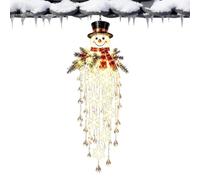 Christmas Cascade Lights - 2D Acrylic, Hangable Festive Porch Decor | 2D Acrylic Crystal Waterfall Christmas Lights | LED Snowflake & Crystal Hanging Light | Festive Porch & Living Room Decor