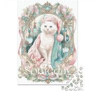 Christmas Cat Art Print-4 Puzzle Impossibili 1000 Pezzi Decorazione Per La Casa. Rilassamento E Intelligence Per Adulti E Ragazzi Da 14 Anni 38x26cm/1000pcs