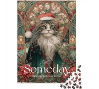Christmas Cat Art Print-7 Jigsaw Puzzle Impossibili 1000 Pezzi Decorazione Per La Casa. Giochi Rilassamento E Intelligence Per Adulti E Bambini Da 12 Anni 52x38cm/1000pcs