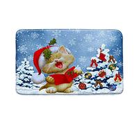Christmas Cat Cute Animal Kitten Kitty Christmas Tree Snowflake Merry Christmas Tappeto Entrata Interno Resistente Sporco Tapis D'Entrée Zerbino D'Ingresso Per Interni Per Casa 40x60Cm