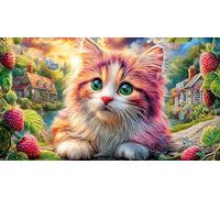 Christmas-cat-in-festive-hat 1000 pezzi Puzzle per adulti e bambini di 12+ anni Estremamente difficile Idea regalo perfetta Carta riciclata 38x26/1000 pezzi