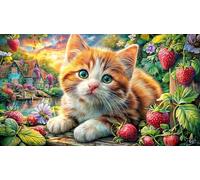 Christmas-cat-in-festive-hat Carta riciclata Puzzle 1000 pezzi Idea regalo perfetta Giochi educativi per donne e uomini Bellissimo puzzle decorativo 70x50/1000 pezzi
