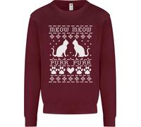 Christmas Cat Meow Purr Divertente Xmas Uomo Sweatshirt Jumper