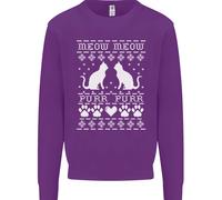 Christmas Cat Meow Purr Divertente Xmas Uomo Sweatshirt Jumper