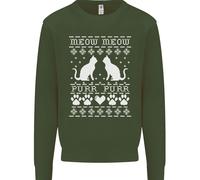 Christmas Cat Meow Purr Divertente Xmas Uomo Sweatshirt Jumper