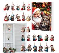Christmas Cat Ornaments, 2D Acrylic Pendant, Holiday Countdown Calendar 1.46x0.79 inches, Kitten Charm Rearview Mirror, Window, Wall & Tree Decor, Festive for Christmas, Durability Assured