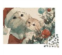 Christmas Cats Art Print Jigsaw Puzzle Impossible 1000 Pezzi Decorazione Per La Casa. Giochi Rilassamento E Intelligence Per Adulti E Ragazzi Da 14 Anni 52x38cm/1000pcs
