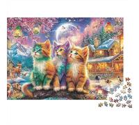 Christmas Cats Puzzle 1000 Pezzi Per Adulti Perfetto Per Appassionati Di Esperti Sfide Difficili Scompresso Giocattoli Cute Regalo Per La Famiglia Per Adulti E Bambini 52x38cm/1000pcs