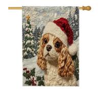 Christmas Cavalier King Charles Spaniel Front Yard Backyard Linen Vertical House Flags 28x40 Double Face per esterno, Natale novità albero casa stampa bandiera, cane casa all'aperto modello bandiere