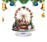 Christmas Centerpiece, 2D Holiday Ferris Wheel Decoration, Rotating Base Table Ornament with Christmas Tree Design, Festive Holiday Decorative Display for Tiered Trays, Thanksgiving, Bedroom