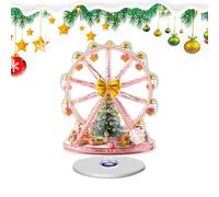 Christmas Centerpiece - 2d Holiday Ferris Wheels for Festive Table Display, Rotating Base with Tree Design for Eye Catching Decoration, Holiday Decor Tiered Tray Party Wedding Thanksgiving