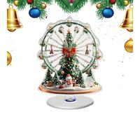 Christmas Centerpiece | 2D Rotating Ferris Wheel Holiday Decoration With Tree Design | Tabletop Christmas Decor For Home, Party, Wedding, Thanksgiving & Fireplace Display