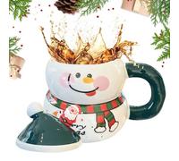 Christmas Ceramic Mug - Cute Holiday Drinkware With Lid And Handle, Ideal For Tea, Coffee, Whiskey, Outdoor Activities, Picnic, Fishing, Hiking, Adventure, Camping, Home, And Party | Ceramic C