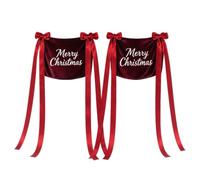 Christmas Chair Covers - 2 Pack Velvet Dining Seat Back Decorations | Holiday Chair Sashes - Velvet Elastic Back Covers | Bow Dining Decor | Festive Seating Accent For Party Banquet Wedding