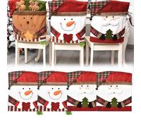 Christmas Chair Covers, Cute Cartoon Snowman Santa Claus Elk Xmas Holiday Themed Chairs Covers, Christmas Chair Back Cover for Dining Room, Holiday Festival Party Décor (2PCS(SantaClaus+Snowman))