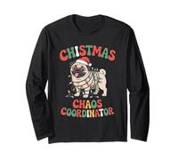 Christmas Chaos Coordinator Men Women Pug Mix Breed Dog Maglia a Manica