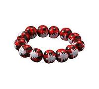 Christmas Charm Bracelets Creative Snow Elk Christmas Tree Printed Wood Elastic Bracelet Handmade Festive Round Beaded Stretch Bracelet for Women Men