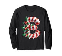 Christmas Cheer Candy Cane E Lettera Maglia a Manica