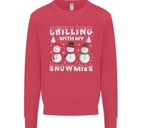 Christmas Chilling With My Snowmies Funny Uomo Sweatshirt Jumper