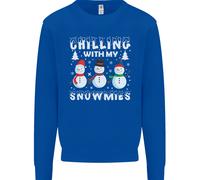 Christmas Chilling With My Snowmies Funny Uomo Sweatshirt Jumper